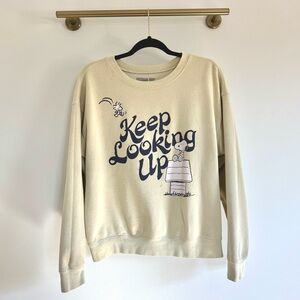 Peanuts Snoopy Woodstock Oatmeal Crewneck Sweatshirt Keep Looking Up